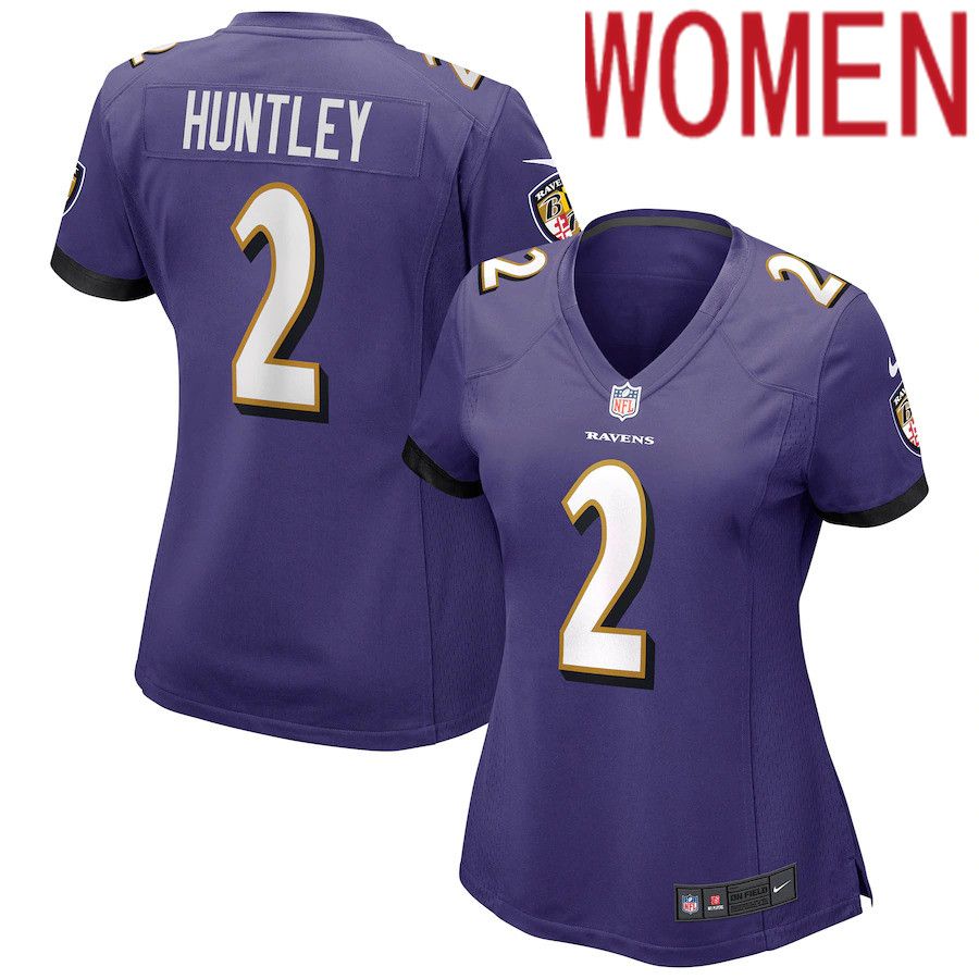 Women Baltimore Ravens #2 Tyler Huntley Nike Purple Game NFL Jersey